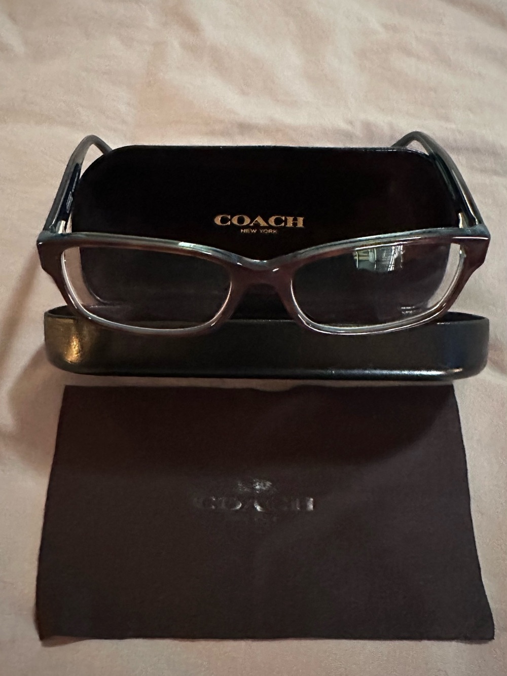 COACH Women's Transparent Gray Rectangular Eyeglasses